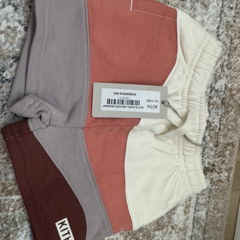 Kith Kids Tri-Tone Shorts - Cream, Brown, Pink